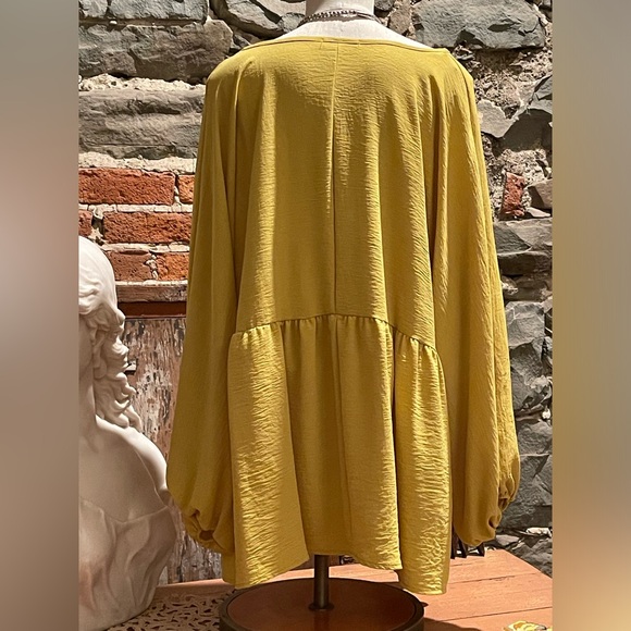 QUEEN FOR A DAY Top from CHIC SOUL Gold Kiwi XL more like 2X NEVER WORN Flowy 😍 - Picture 7 of 15